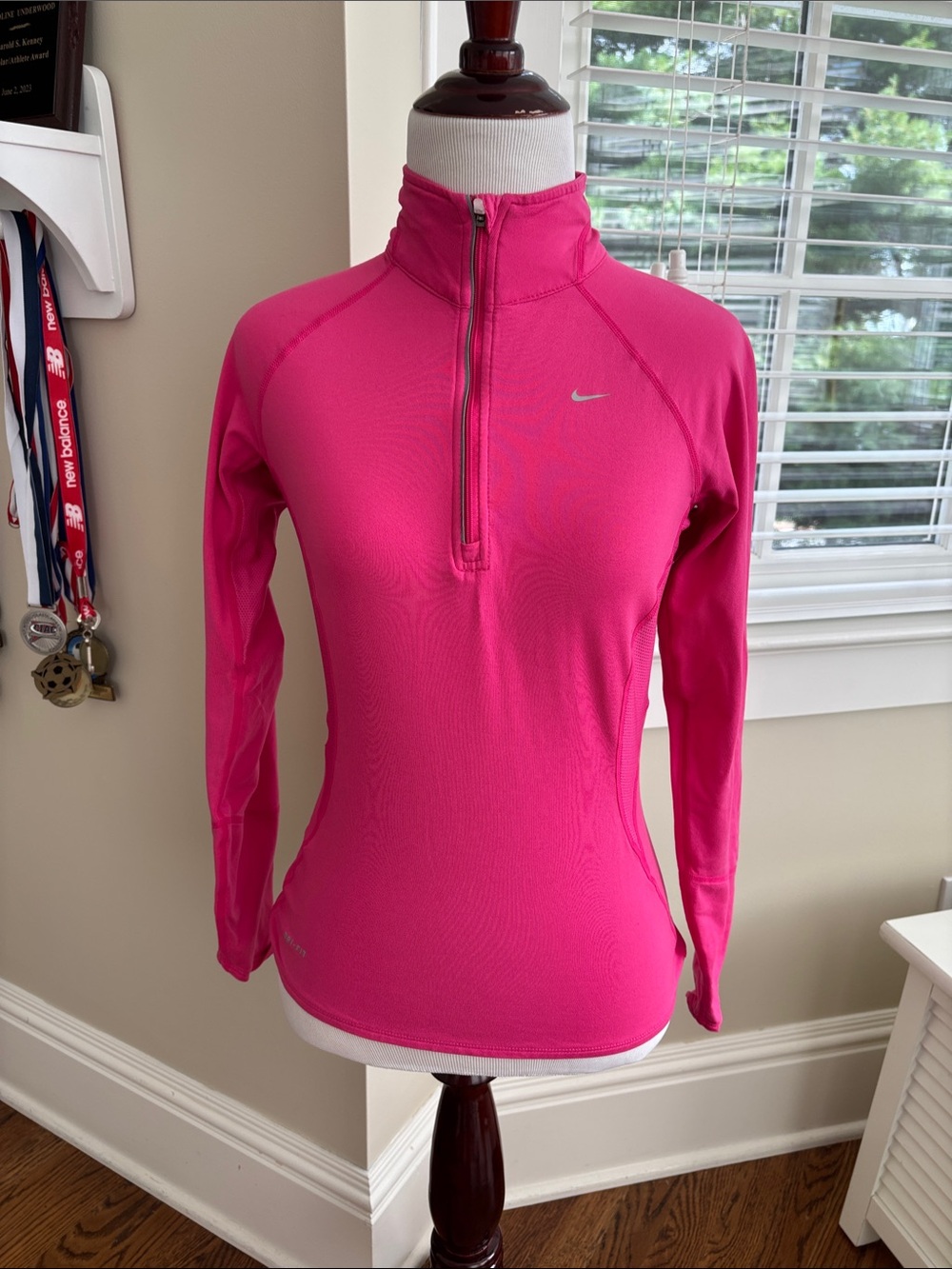 Nike Women's Long Sleeve Half-Zip Top in Bright Pink